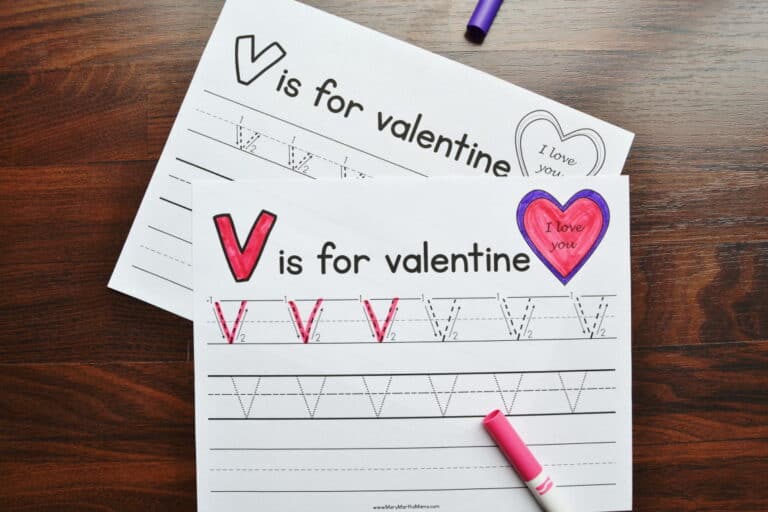 Letter V Tracing Worksheets