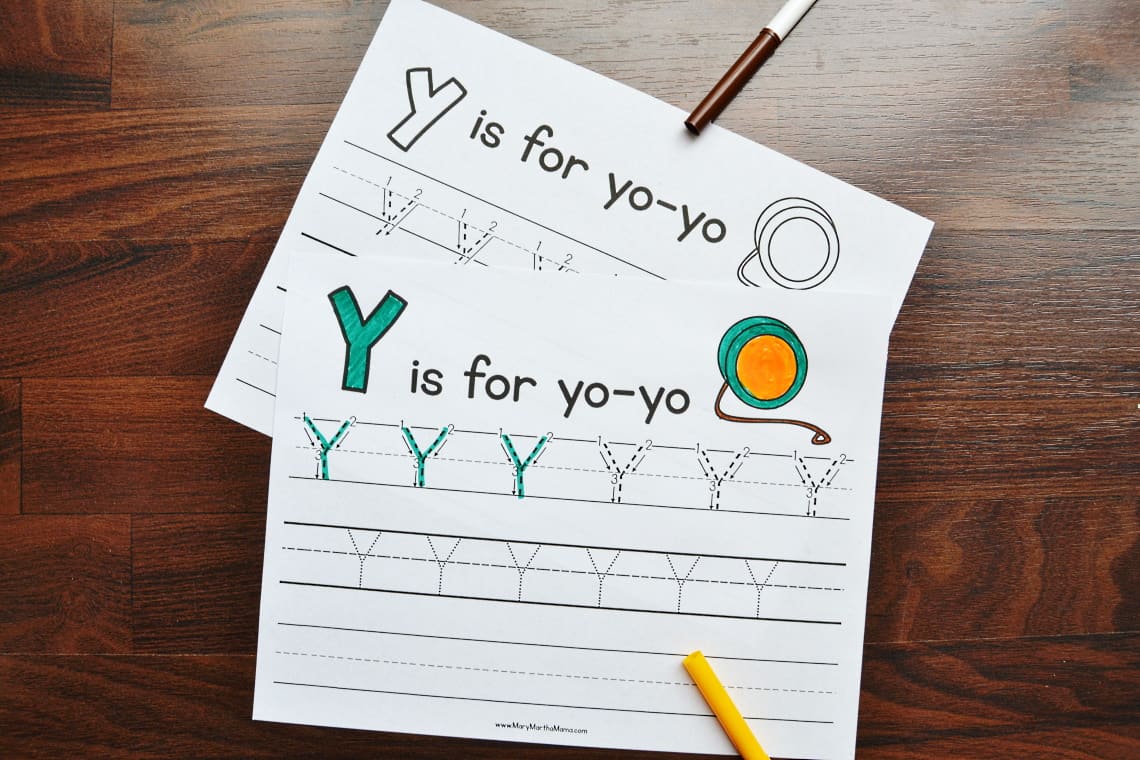 Letter Y Tracing Worksheets Mary Martha Mama