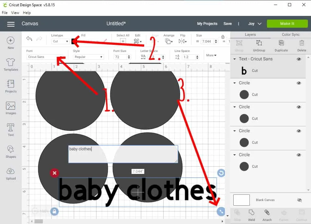Design Space Screen Shot showing how to add text