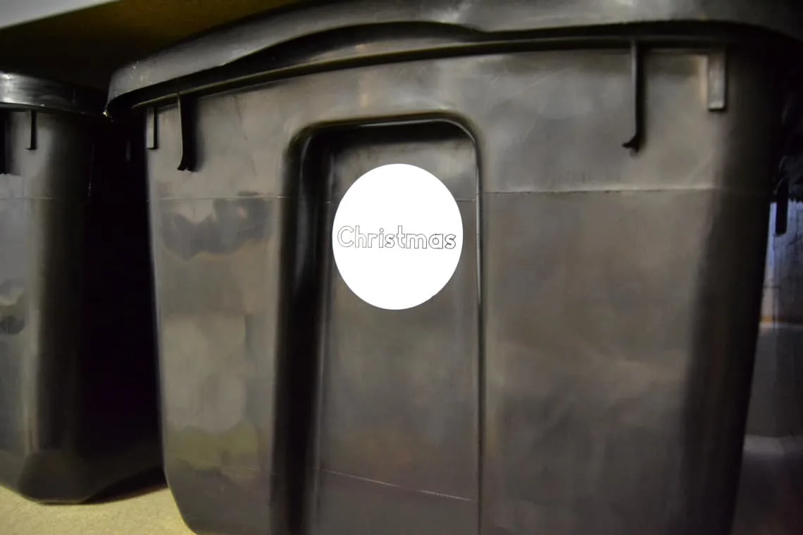 the labels on the storage bins