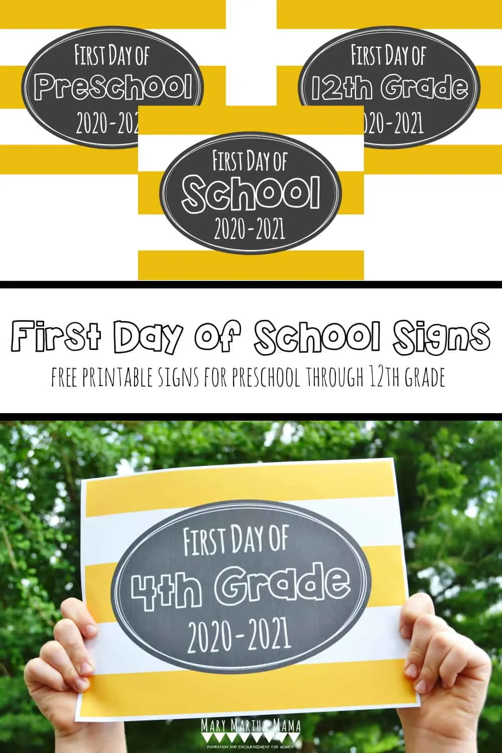 Grab one of these Free Printable First Day of School Signs 2020 and snap a picture with your kid to celebrate. Free Printables for Preschool to 12th Grade.
