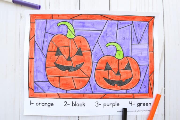 Halloween color by number