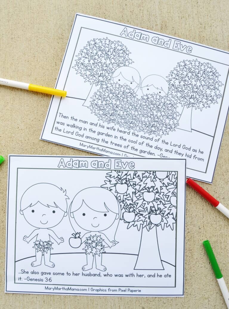 Adam and Eve Coloring Pages – Mary Martha Mama