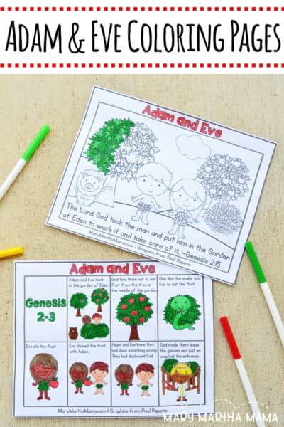 Adam and Eve Coloring Pages – Mary Martha Mama