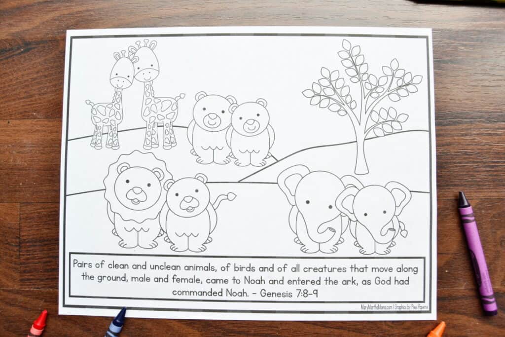 Noah's Ark Coloring Pages – Mary Martha Mama
