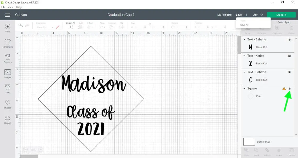 how to decorate a cap for graduation in design space hide the outline