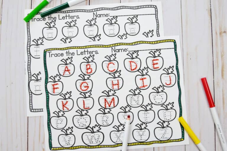 Apple Letter Tracing Pages
