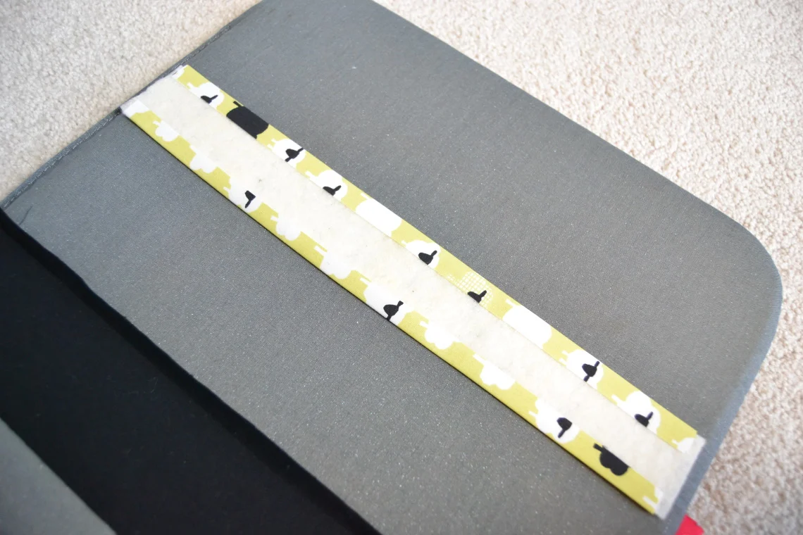the edges of the fabric strip folded over and pressed