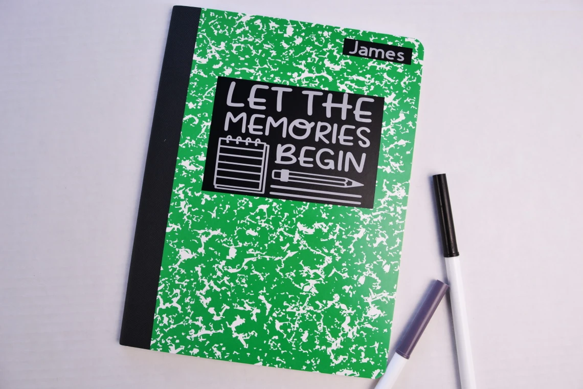 personalized journal with markers