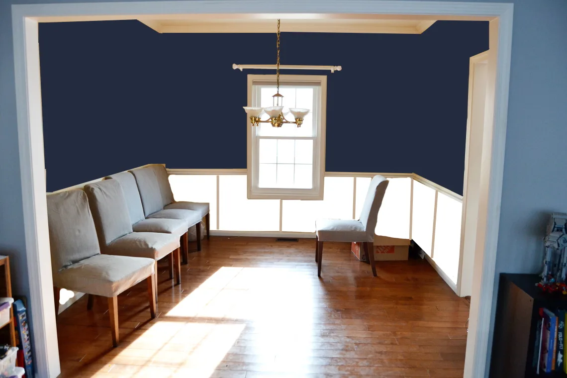 rendering of the dining room with paint choices