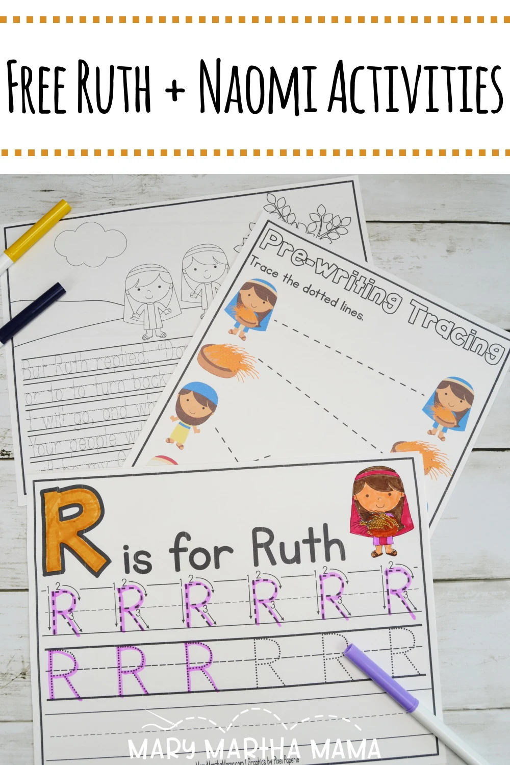 Use these free printable Ruth and Naomi activities to help your kiddos learn the story of Ruth from the Old Testament of the Bible.