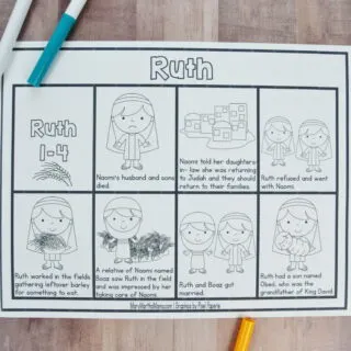 Ruth and Naomi coloring pages with markers