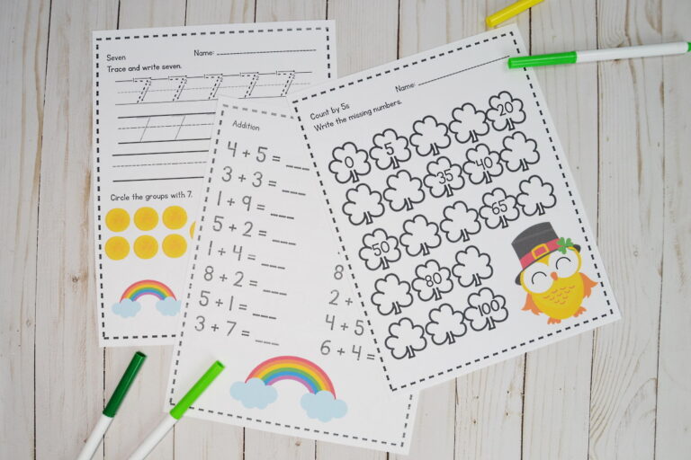 St. Patrick's Day math worksheets for kindergarten