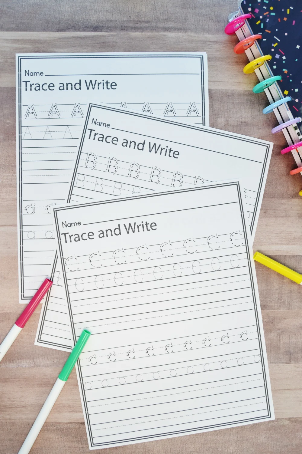 trace and write handwriting pages