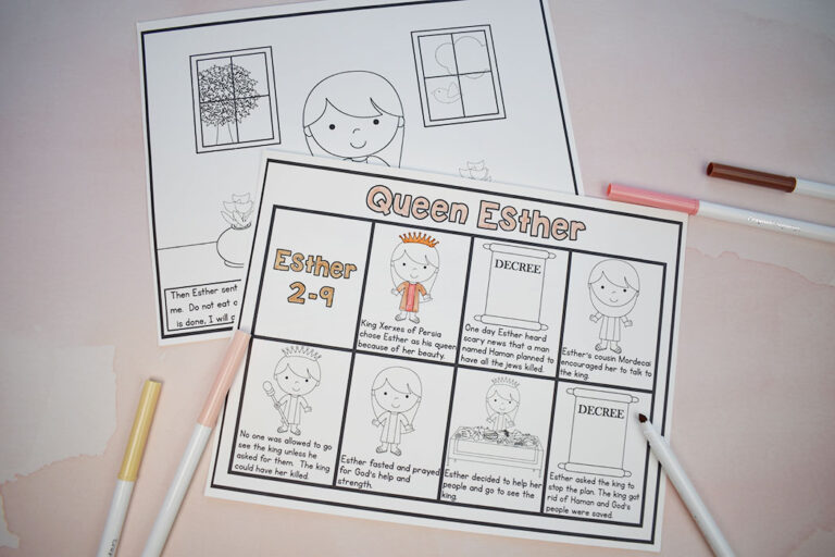 Coloring pages of Queen Esther with markers