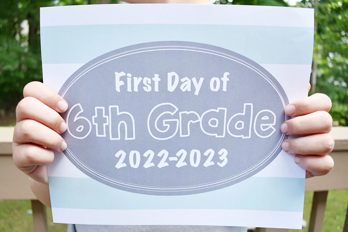 first day of school sign 6th grade