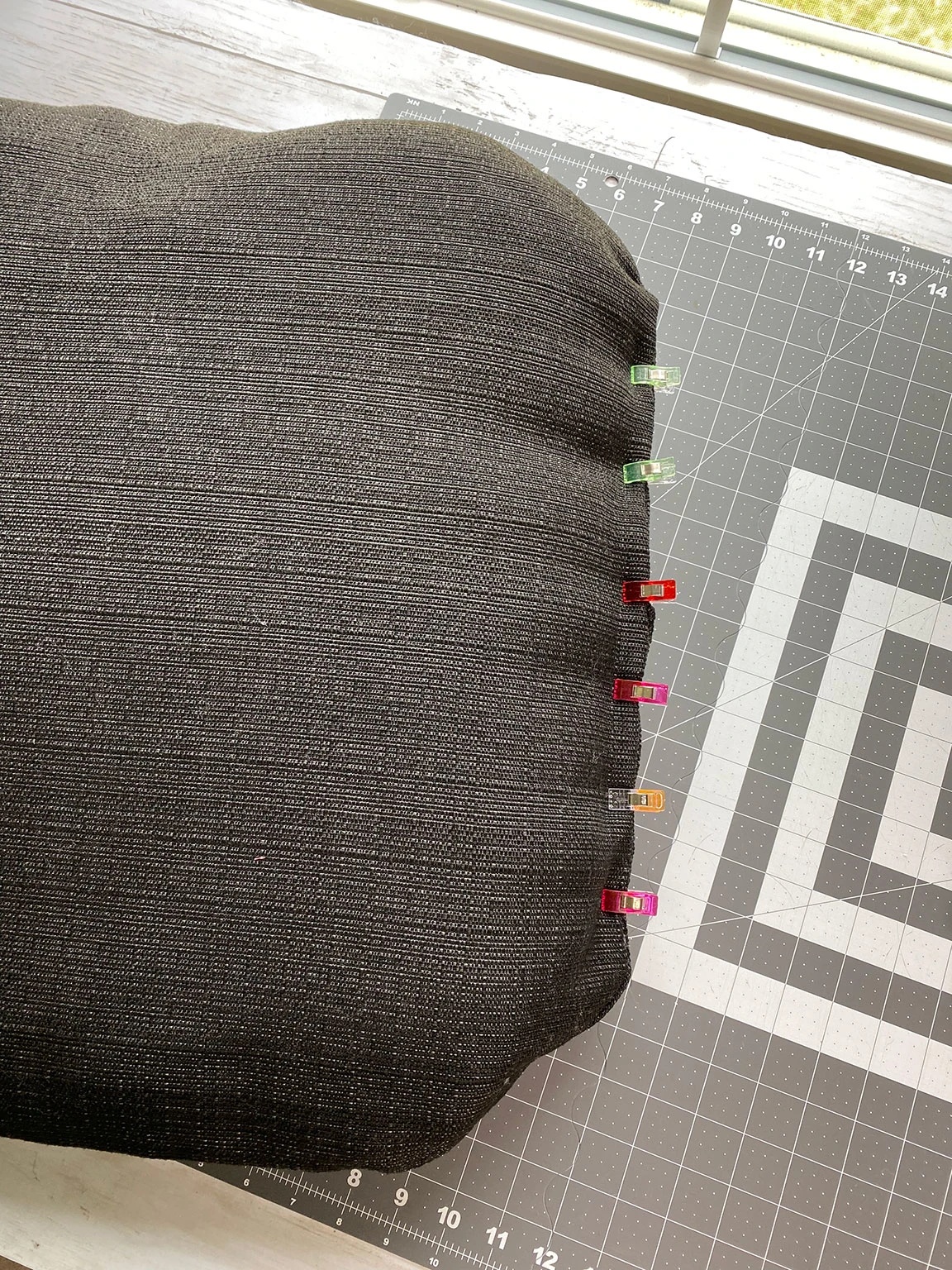 the final seam of the cushion