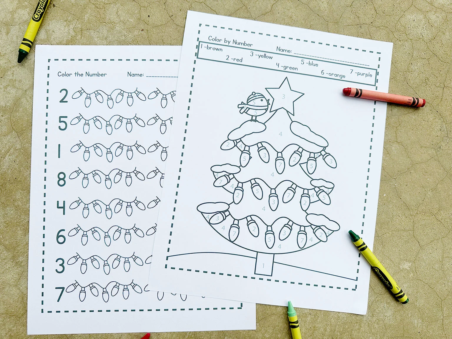 color by number and color the number sheets