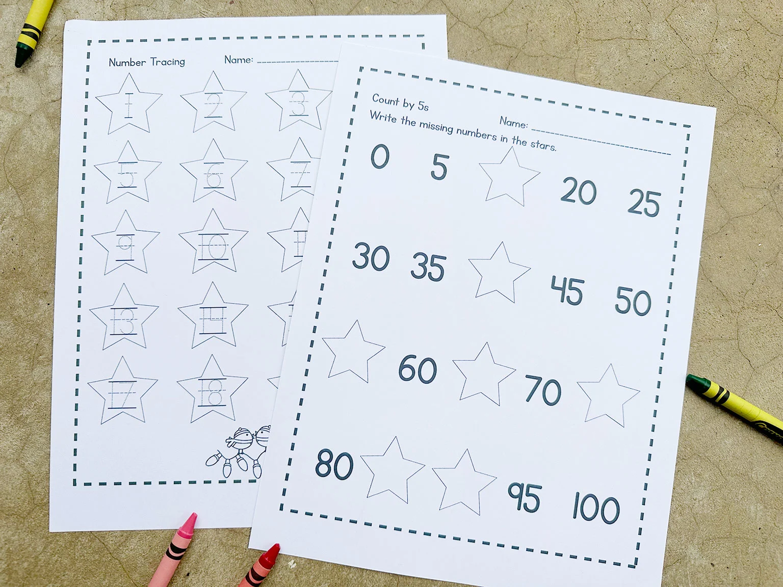 trace and fill in the numbers worksheets