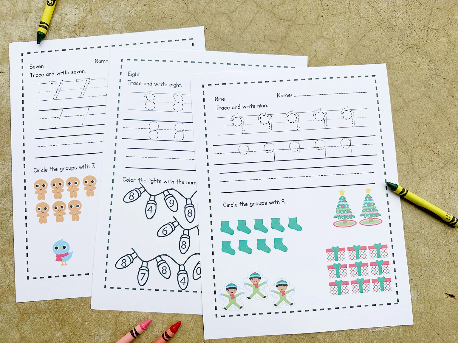 Christmas math worksheets for kindergarten