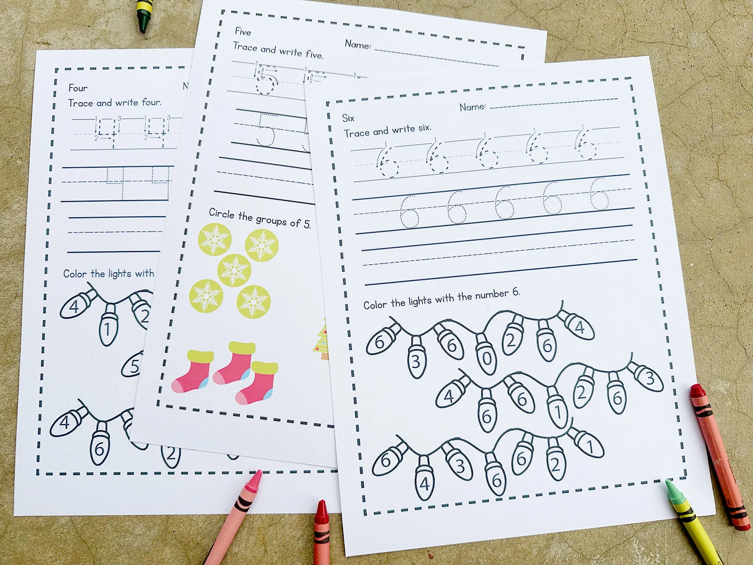 Christmas math worksheets for kindergarten number pages