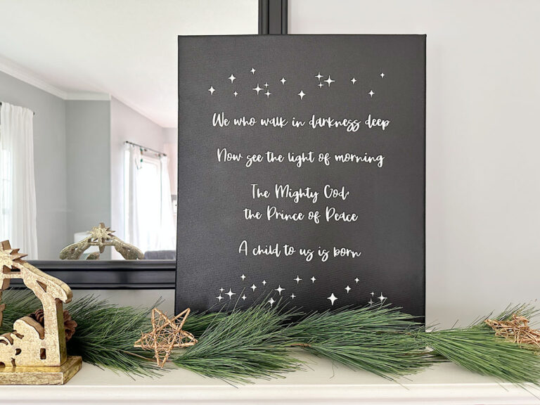 DIY Christmas wall art canvas made with Cricut Maker