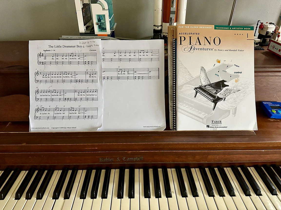 piano with sheet music
