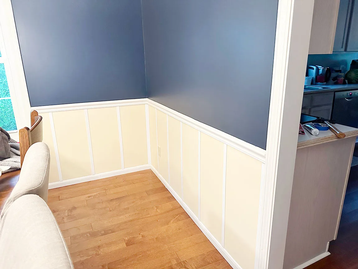 lattice nailed to dining wall
