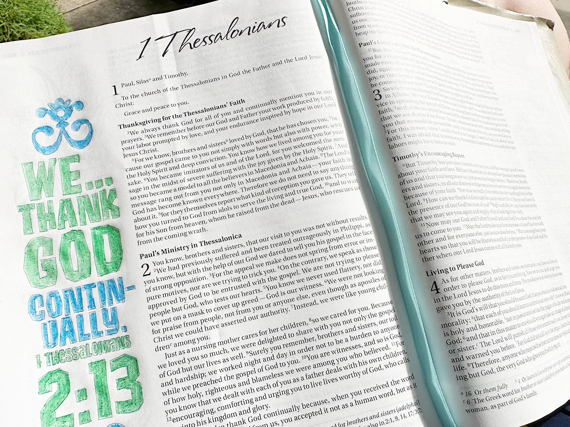 Bible open to 1 Thessalonians
