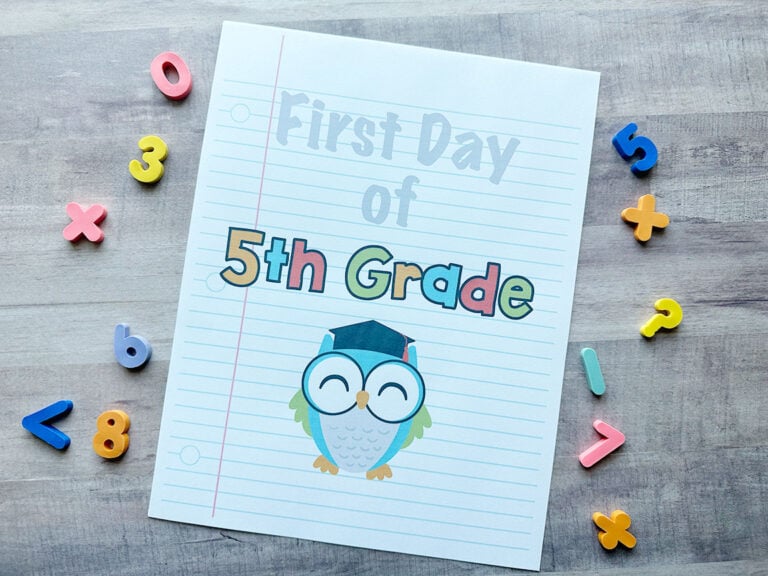 first day of 5th grade sign horizontal