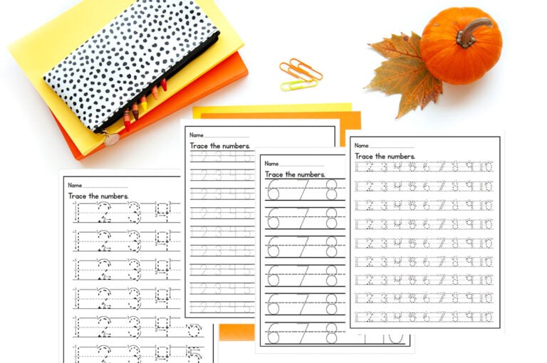 Number tracing sheets