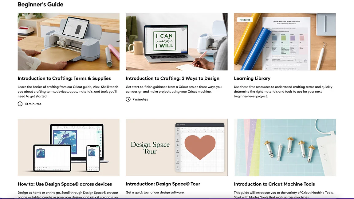 Cricut Learn Screen courses