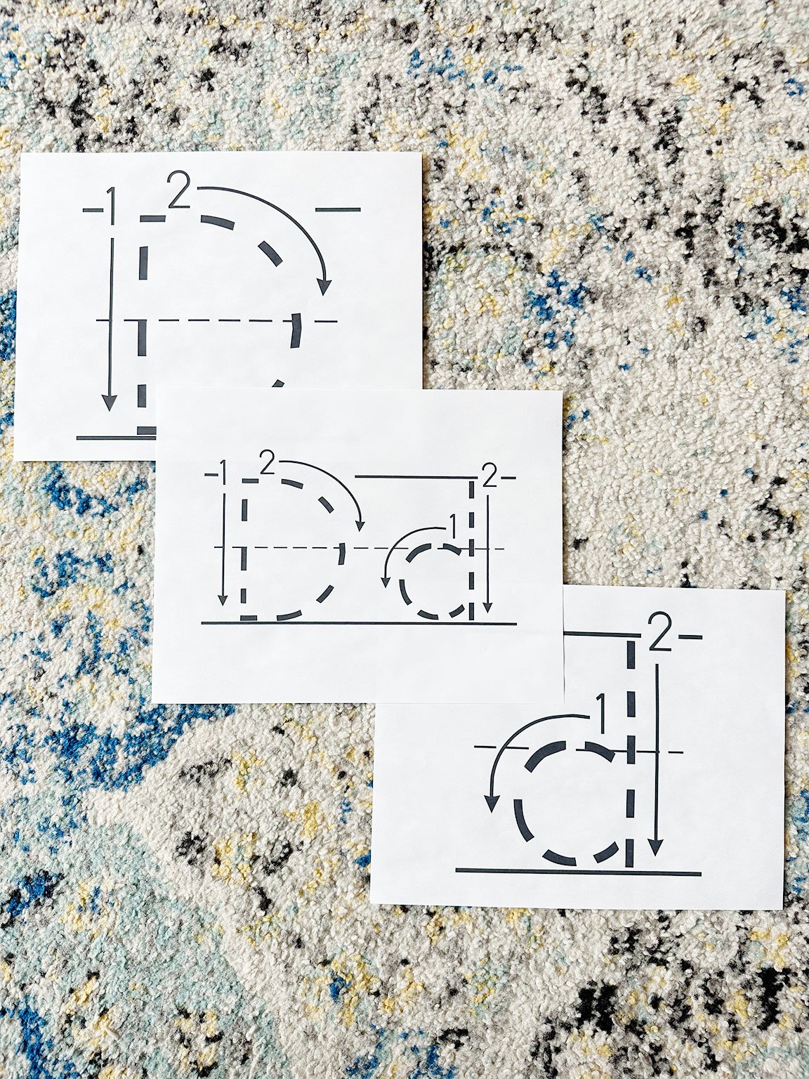 Letter D printable pages on carpet