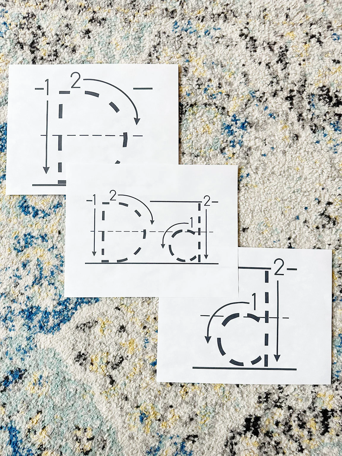 Letter D printable pages on carpet