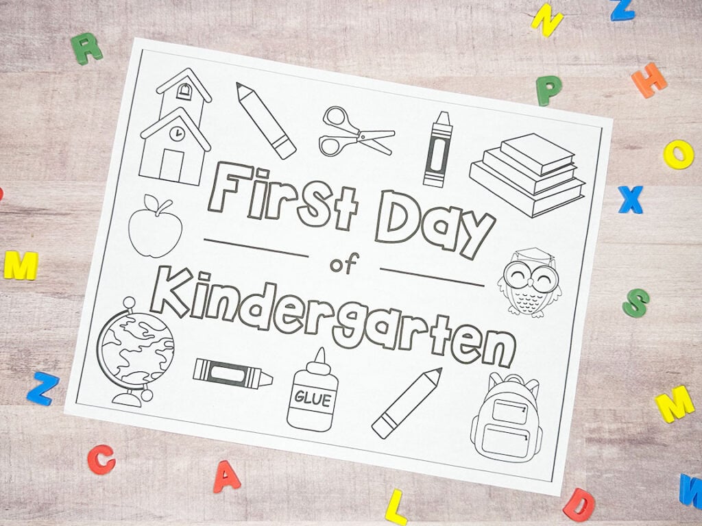 First Day of Kindergarten Coloring Page – Mary Martha Mama