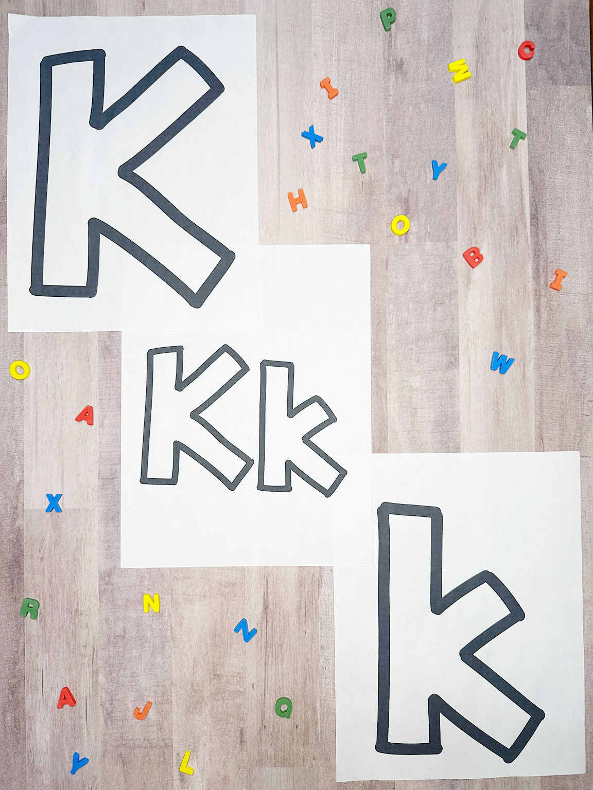 letter K worksheets with outlines of K on them