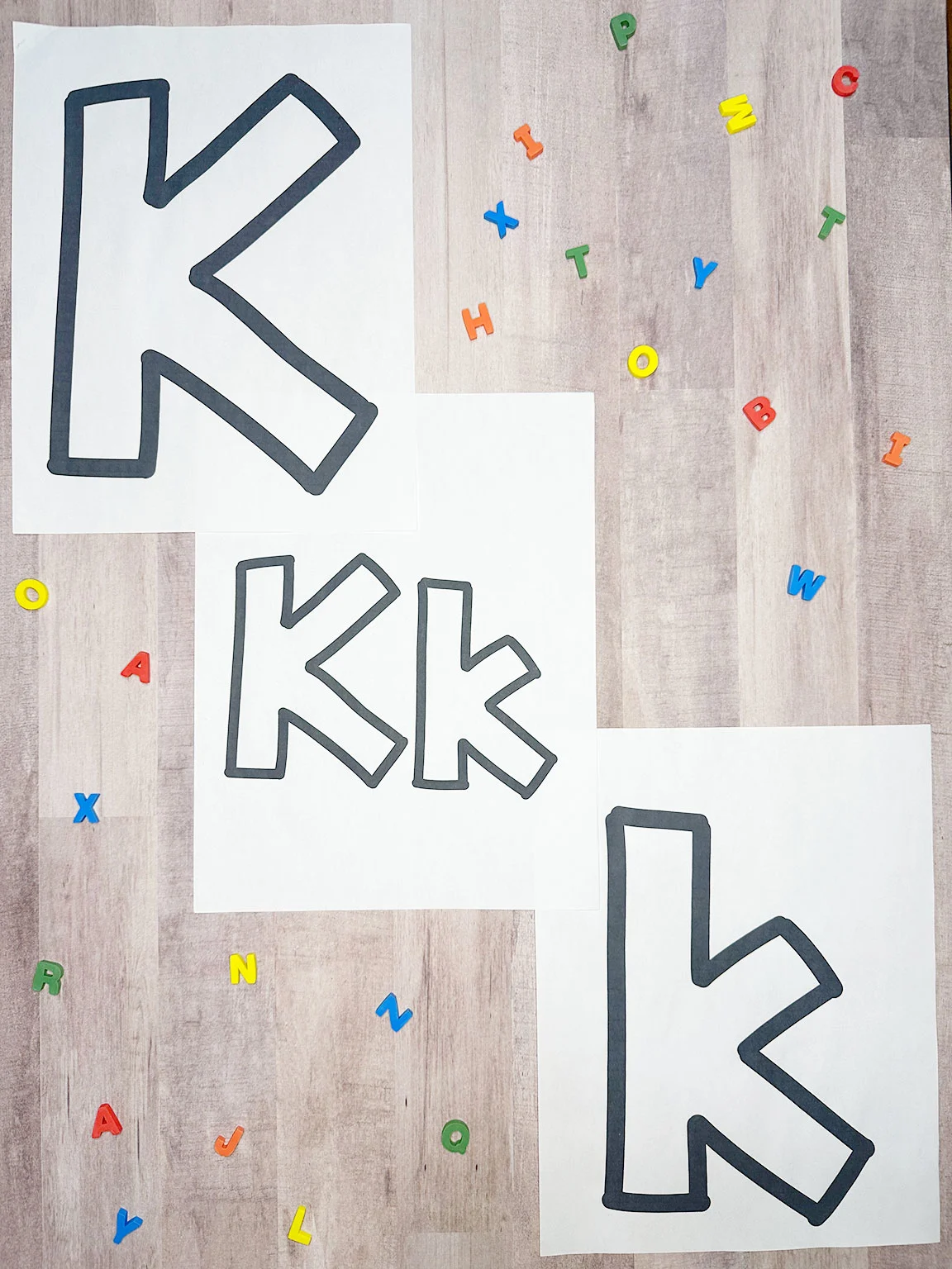 letter K worksheets with outlines of K on them