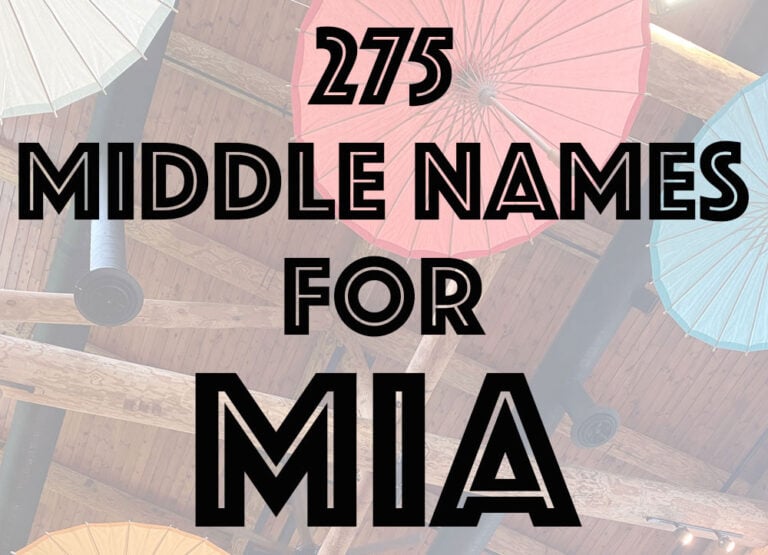 middle names for Mia text on background of umbrellas