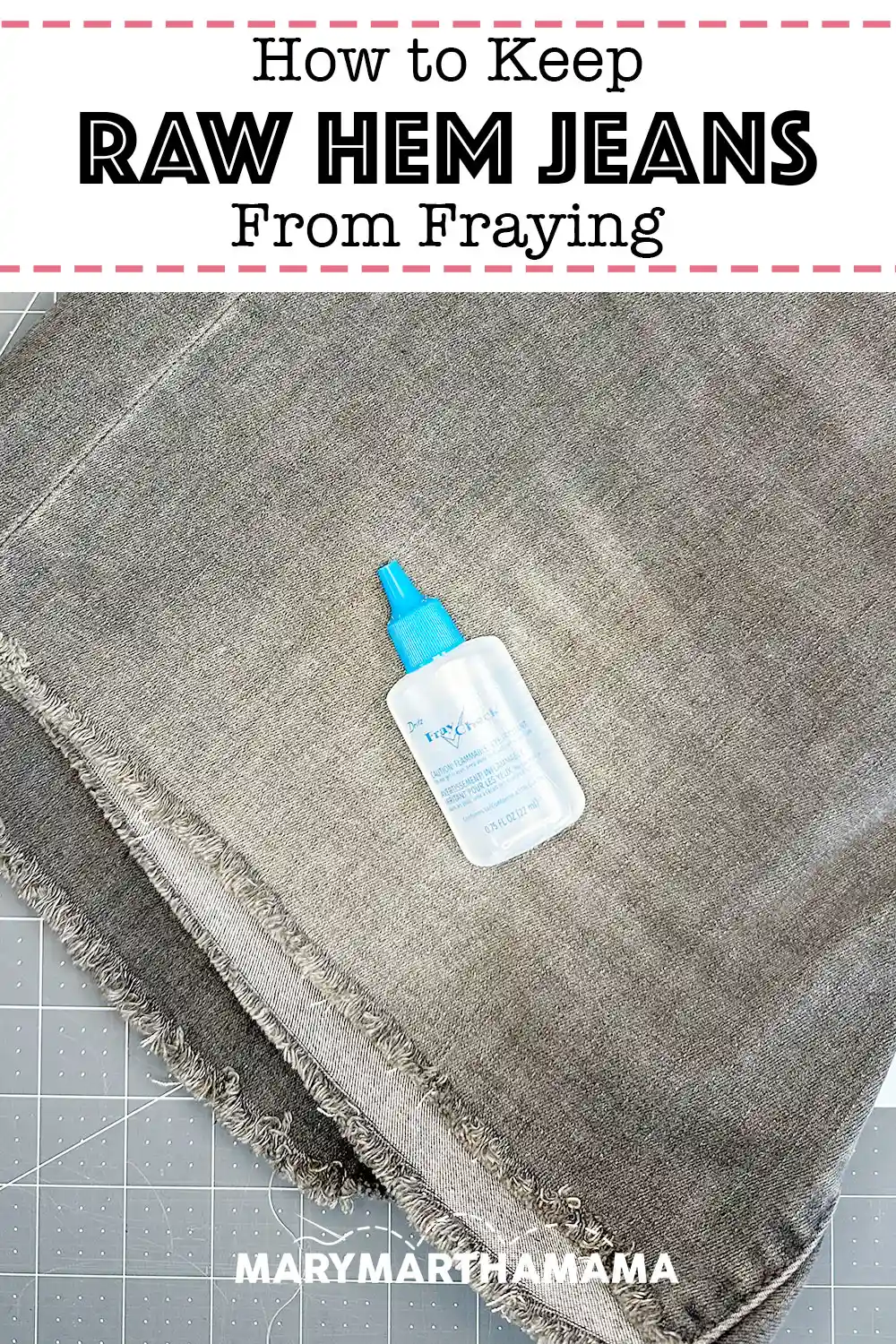 fray check laying on jeans from tutorial for how yo keep raw hem jeans from fraying