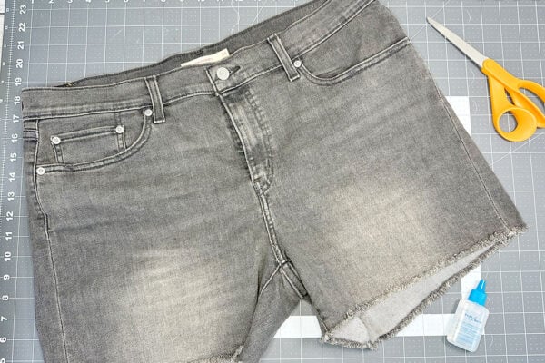 supplies needed for tutorial for how to keep raw hem jeans from fraying