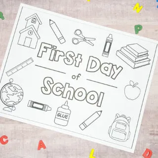 first day of school coloring page with eraser letters
