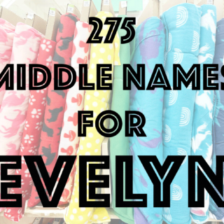 Middle Names for Evelyn text over fleece fabric bolts