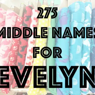 Middle Names for Evelyn text over fleece fabric bolts