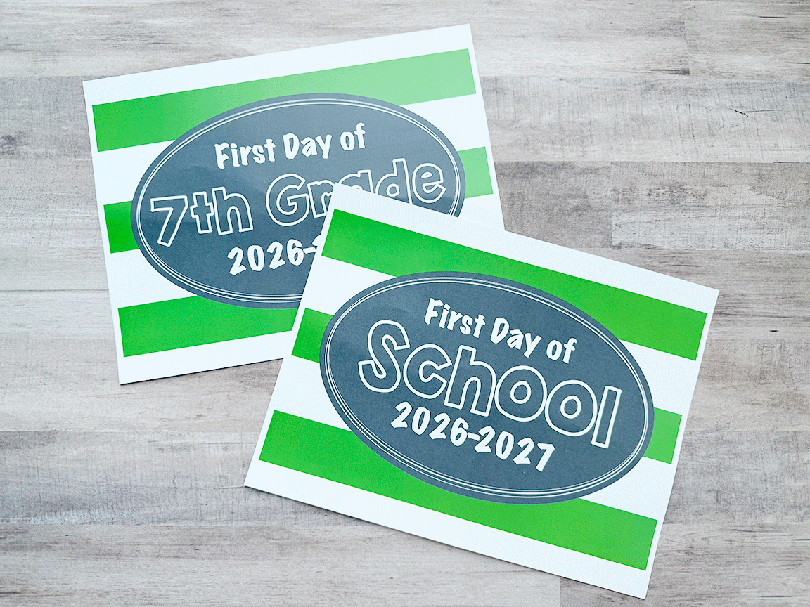 first day of school signs 2026 sitting on a table